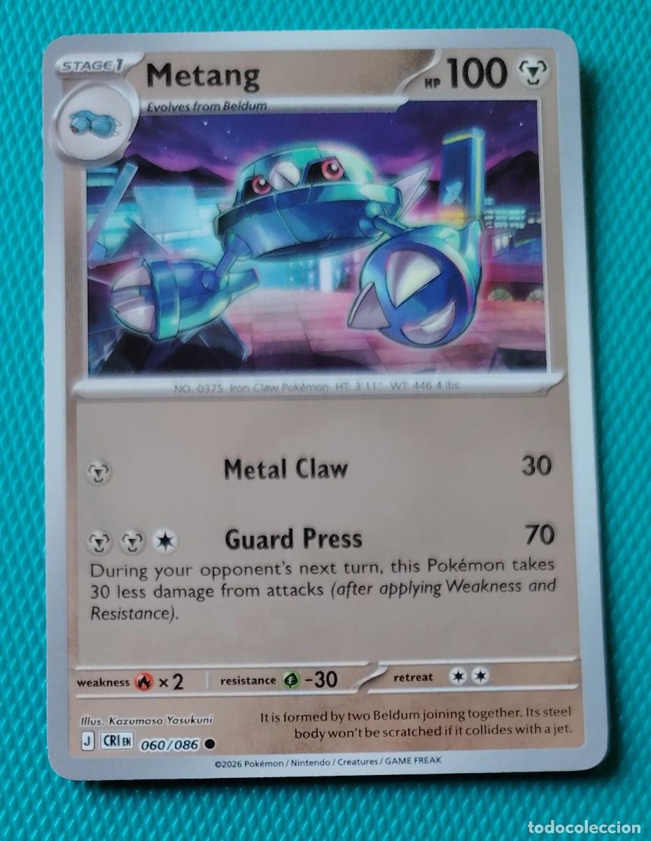 Trading cards: CARTA POKEMON - INGLES - CRI - CAOS CRECIENTE - METANG 060 / 086 - METAL - HOLO REVERSE