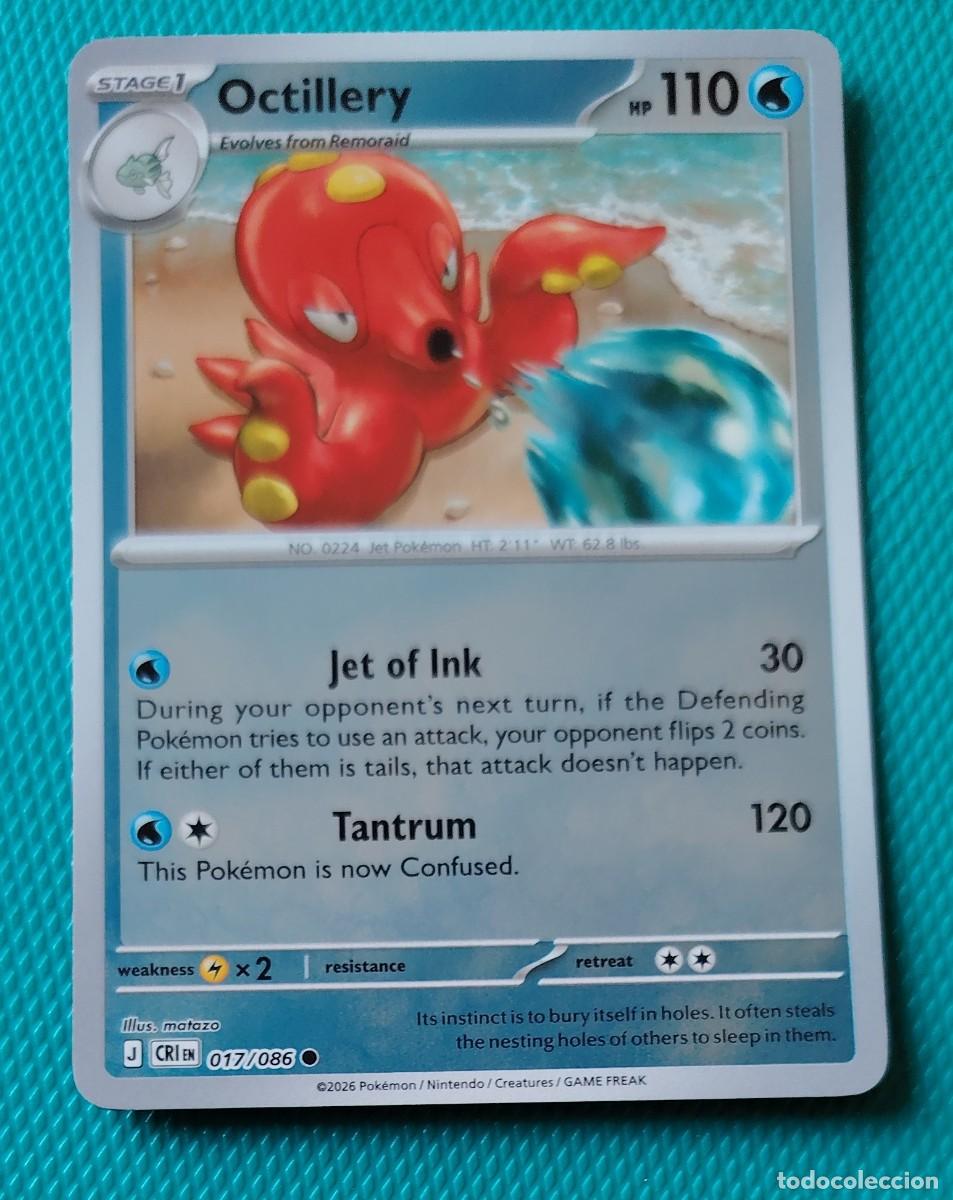 Trading cards: CARTA POKEMON - INGLES - CRI - CAOS CRECIENTE - OCTILLERY 017 / 086 - AGUA - HOLO REVERSE