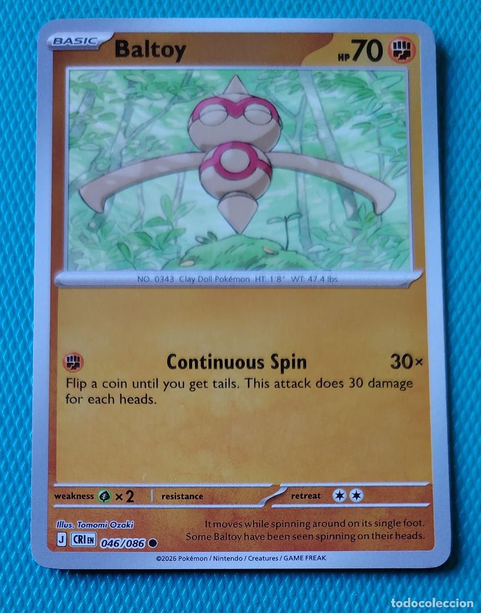 Trading cards: CARTA POKEMON - INGLES - CRI - CAOS CRECIENTE - BALTOY 046 / 086 - LUCHA - HOLO REVERSE