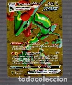 Trading cards: CROMO DE POK&Eacute;MON DE V MAX RAYQUAZA PS 780 DE COLOR ORO DEL A&Ntilde;O 2022