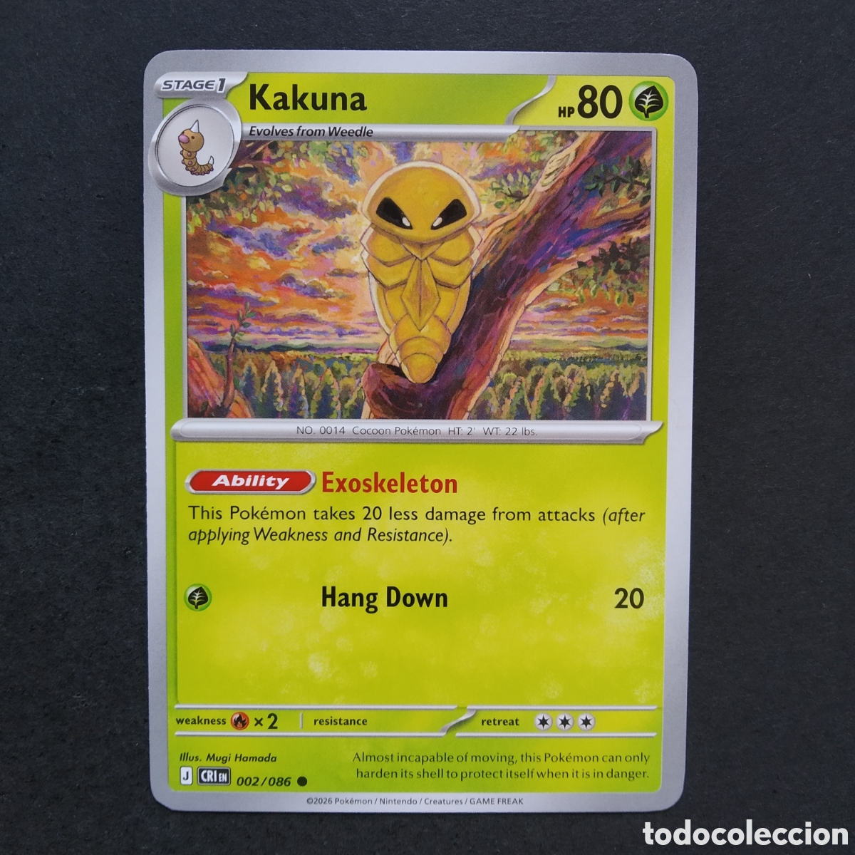 Trading cards: CARTA TCG - N&ordm; 002 - KAKUNA - CHAOS RISING - POK&Eacute;MON - EN INGL&Eacute;S