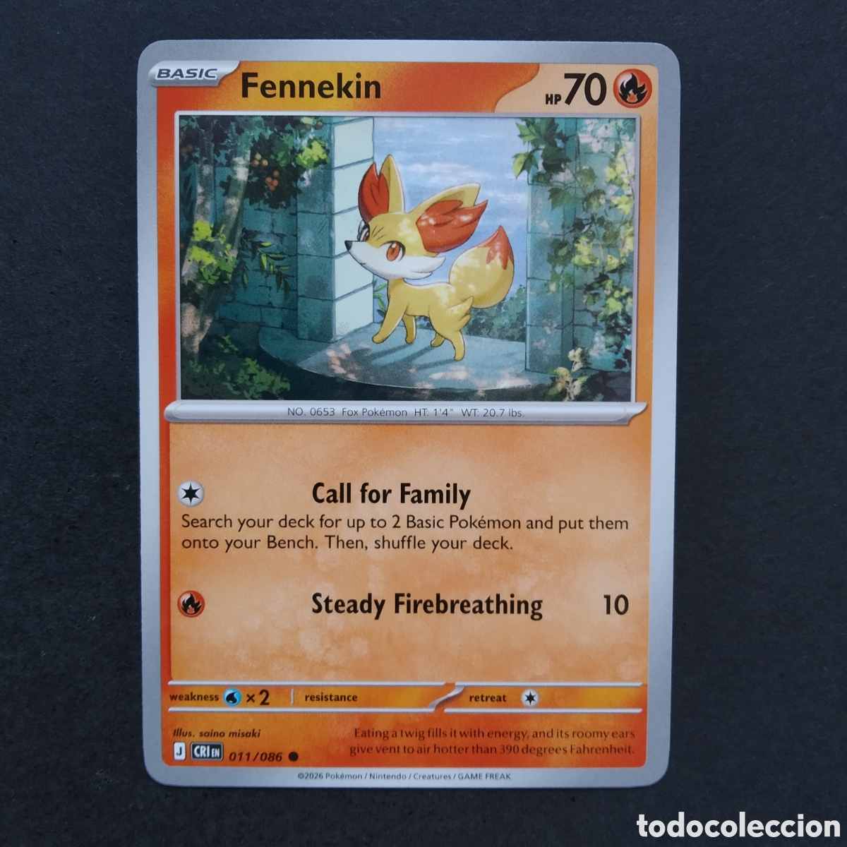 Trading cards: CARTA TCG - N&ordm; 011 - FENNEKIN - CHAOS RISING - POK&Eacute;MON - EN INGL&Eacute;S