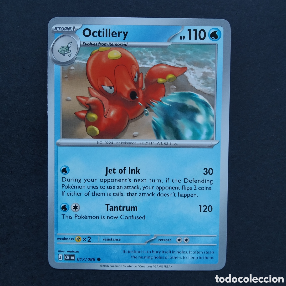 Trading cards: CARTA TCG - N&ordm; 017 - OCTILLERY - CHAOS RISING - POK&Eacute;MON - EN INGL&Eacute;S