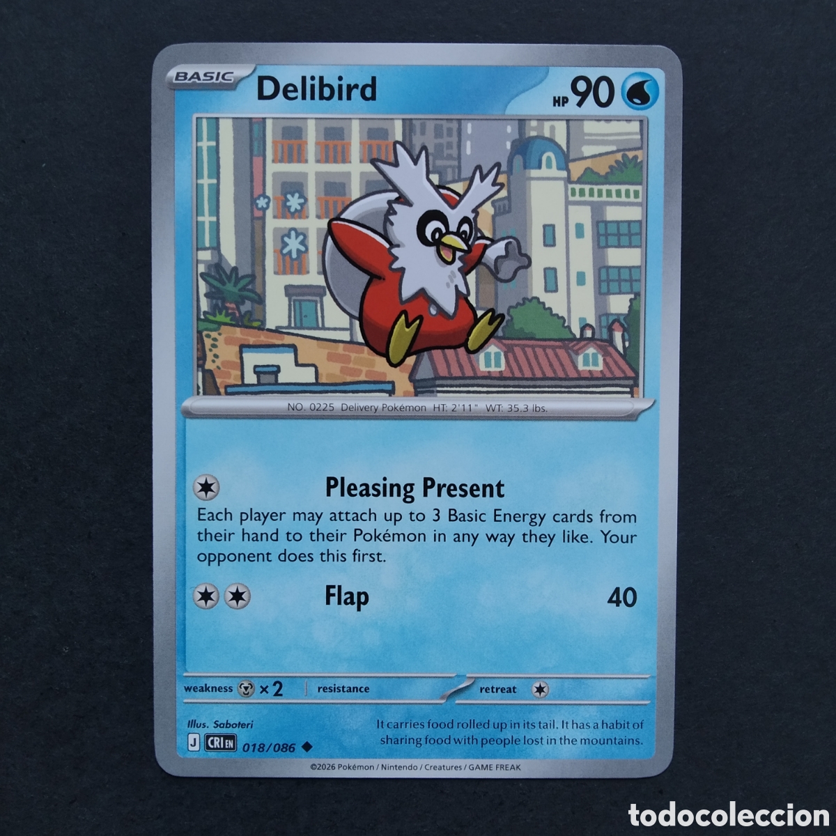 Trading cards: CARTA TCG - N&ordm; 018 - DELIBIRD - CHAOS RISING - POK&Eacute;MON - EN INGL&Eacute;S