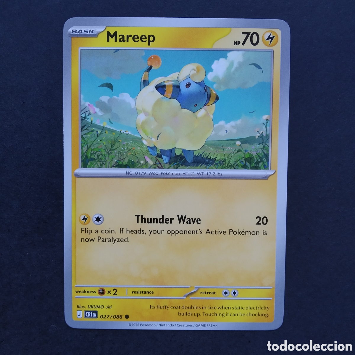 Trading cards: CARTA TCG - N&ordm; 027 - MAREEP - CHAOS RISING - POK&Eacute;MON - EN INGL&Eacute;S
