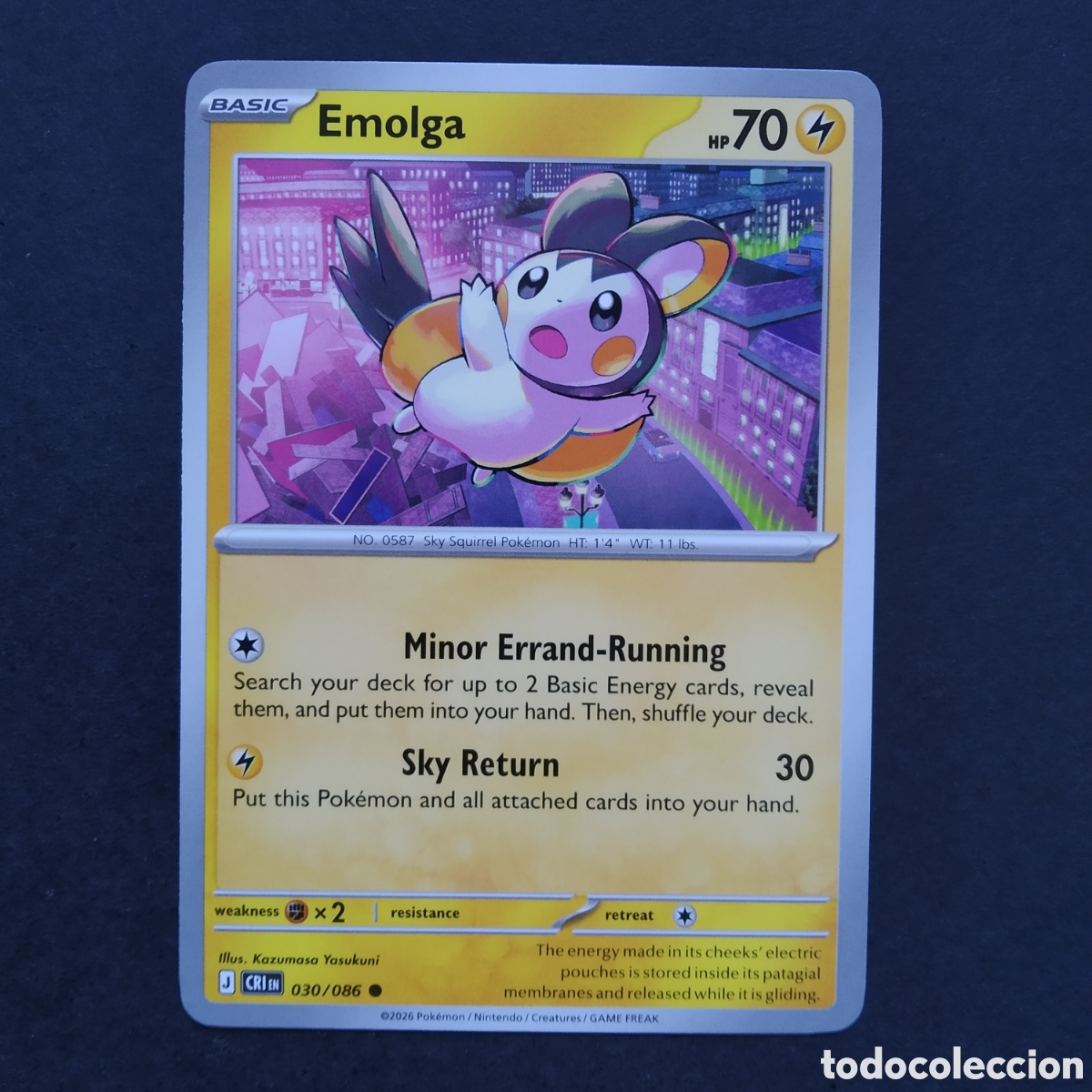 Trading cards: CARTA TCG - N&ordm; 030 - EMOLGA - CHAOS RISING - POK&Eacute;MON - EN INGL&Eacute;S