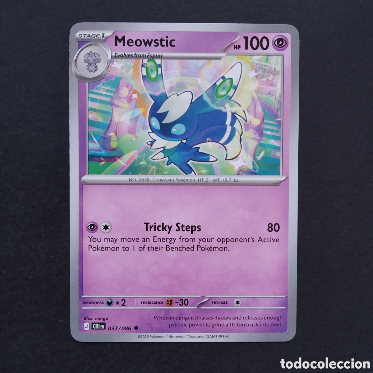 Trading cards: CARTA TCG - N&ordm; 037 - MEOWSTIC - CHAOS RISING - POK&Eacute;MON - EN INGL&Eacute;S