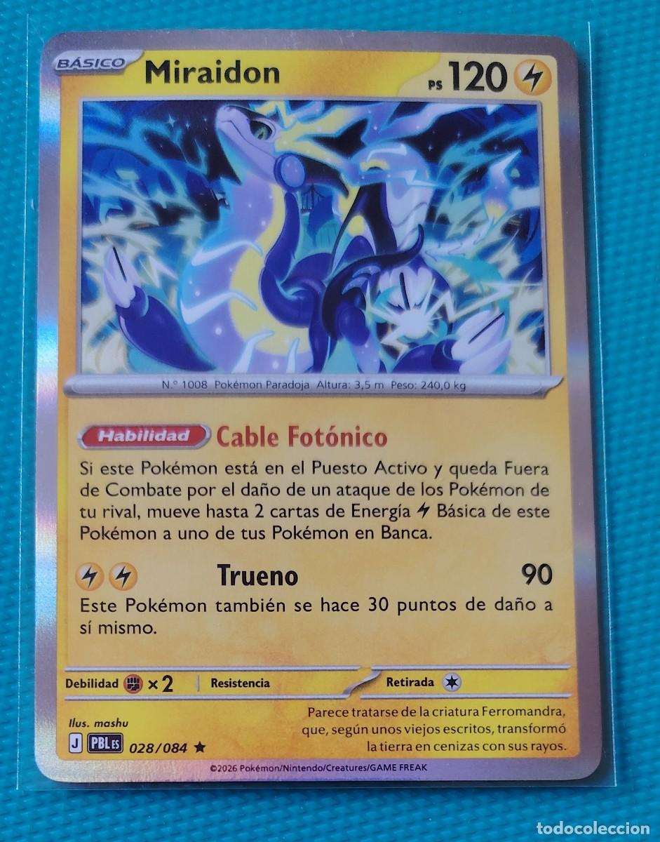 Trading cards: POKEMON ESPA&Ntilde;OL - PBL - OSCURIDAD ABSOLUTA - MIRAIDON 028 / 084 - RAYO - HOLO