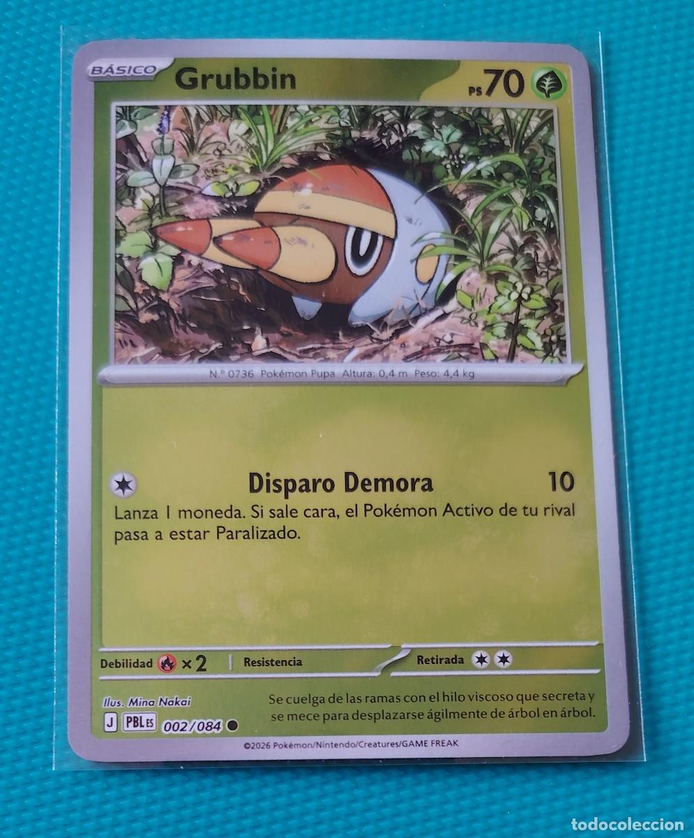 Trading cards: POKEMON ESPA&Ntilde;OL - PBL - OSCURIDAD ABSOLUTA - GRUBBIN 002 / 084 - PLANTA - HOLO REVERSE