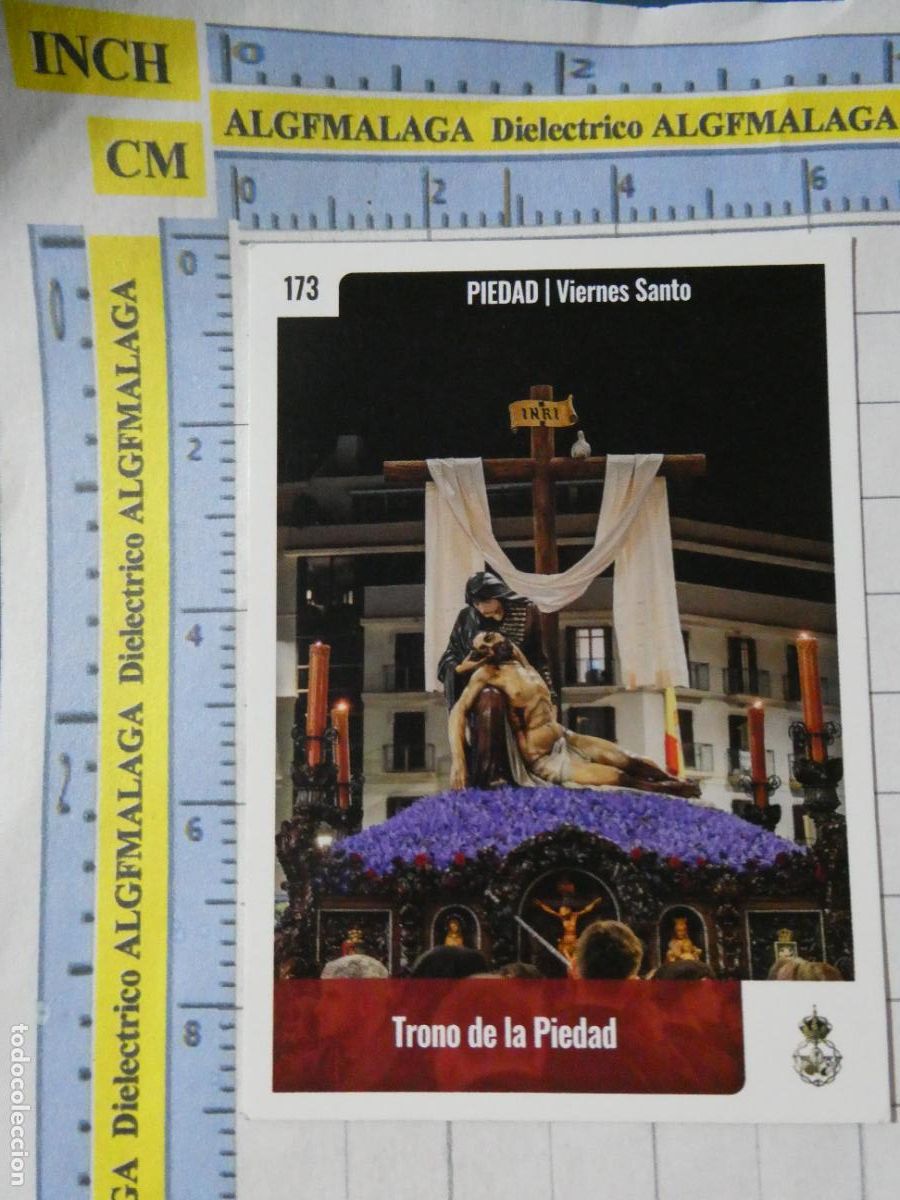 Trading cards: TARJETA TRADING CARD CROMO RELIGIOSO SEMANA SANTA M&Aacute;LAGA. HOLY CARDS. 173 TRONO LA PIEDAD