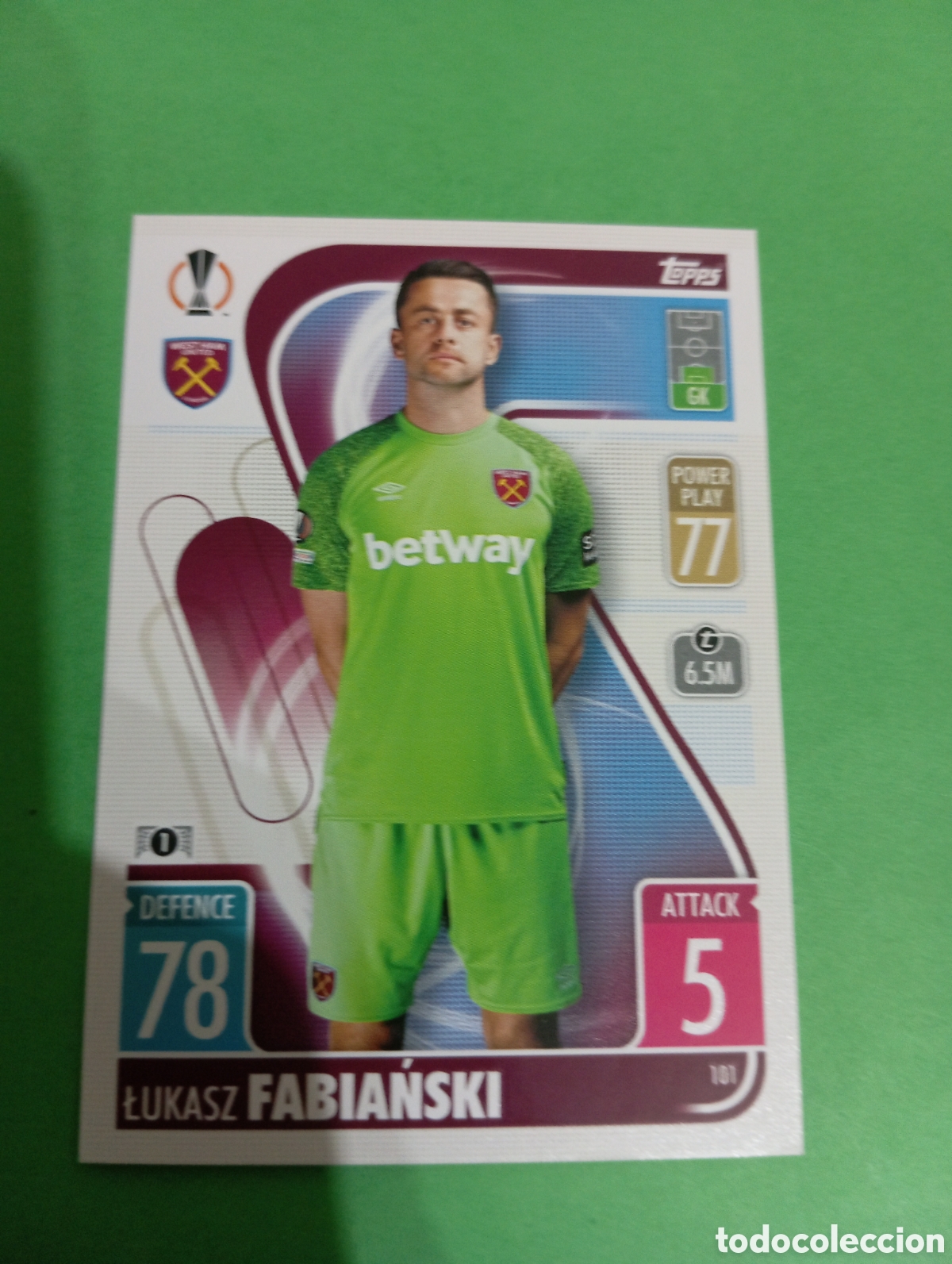 Trading cards: Fabiański West Ham United n&deg;101 / TOPPS MATCH ATTAX 2021/2022