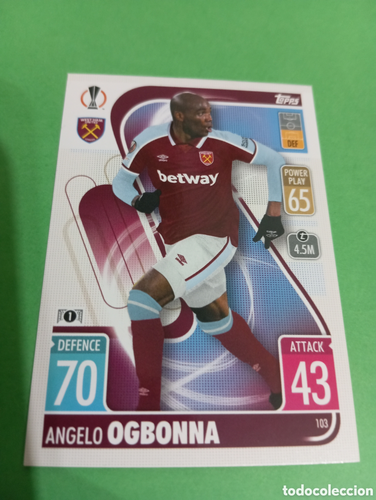 Trading cards: Ogbonna West Ham United n&deg;103 / TOPPS MATCH ATTAX 2021/2022