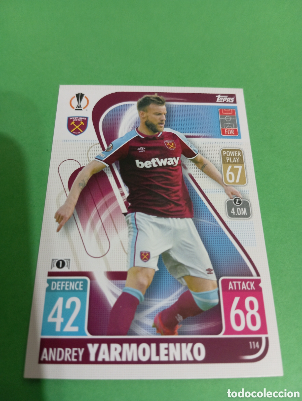 Trading cards: Yarmolenko West Ham United n&deg;114 / TOPPS MATCH ATTAX 2021/2022