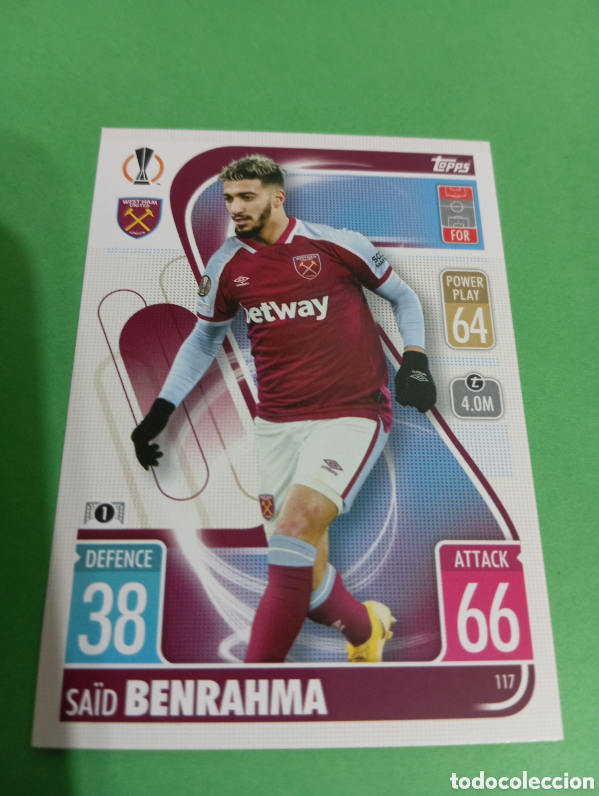 Trading cards: Benrahma West Ham United n&deg;117 / TOPPS MATCH ATTAX 2021/2022