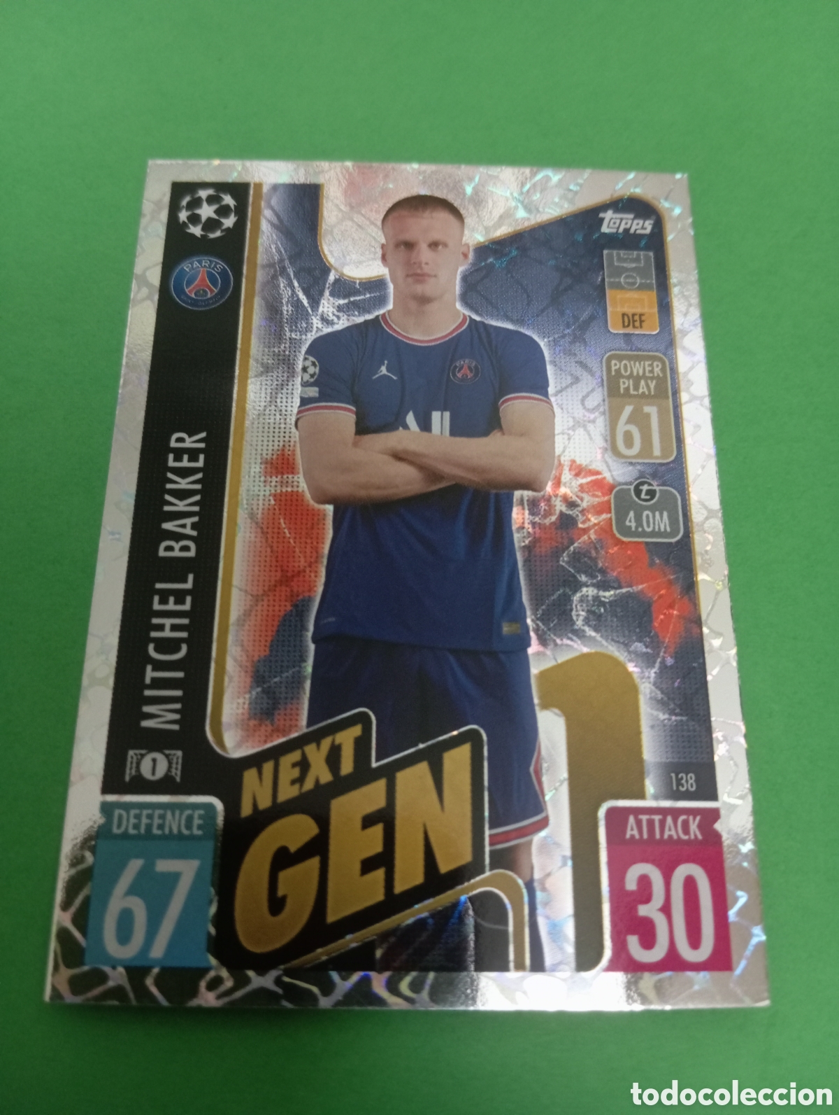 Trading cards: Mitchel Bakker PSG NEXT GEN n&deg;138 / TOPPS MATCH ATTAX 2021/2022