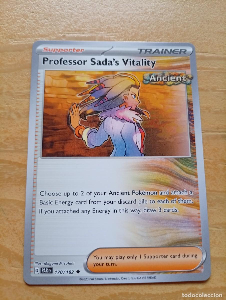 Trading cards: Carta de Entrenador (Trainer) de la baraja Pok&eacute;mon. 2023 - Tipo: Supporter - Nombre: Professor Sada'