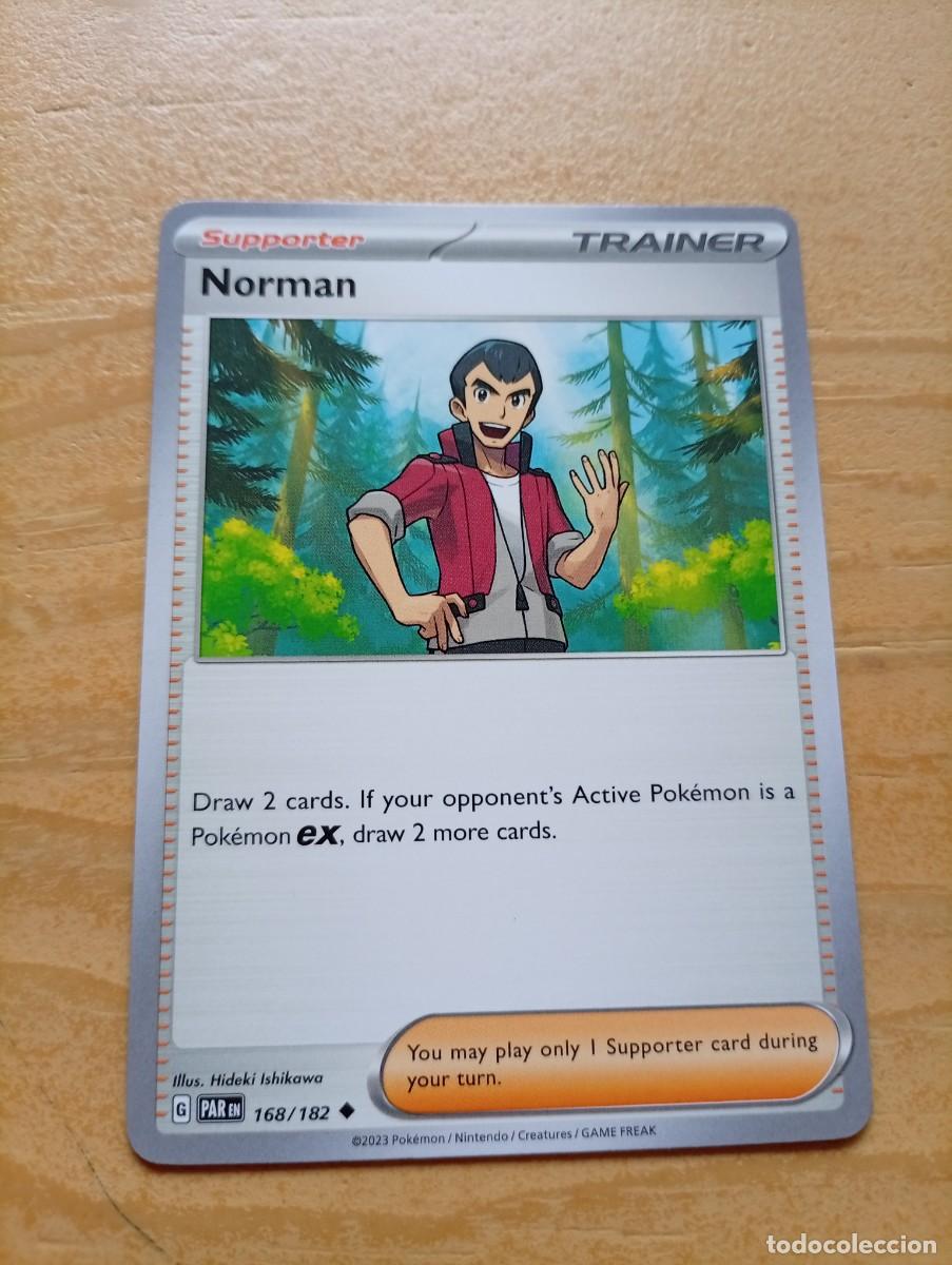 Trading cards: Carta de entrenador de Pok&eacute;mon, Norman, de la expansi&oacute;n Scarlet & Violet. 2023 - Tipo: Entrenador (S