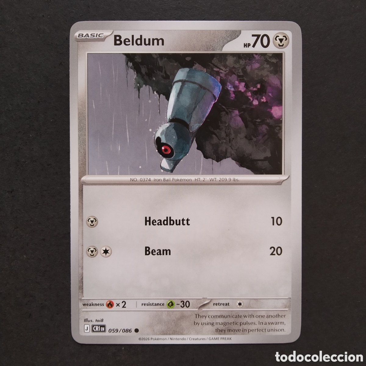 Trading cards: CARTA TCG - N&ordm; 059 - BELDUM - CHAOS RISING - POK&Eacute;MON - EN INGL&Eacute;S