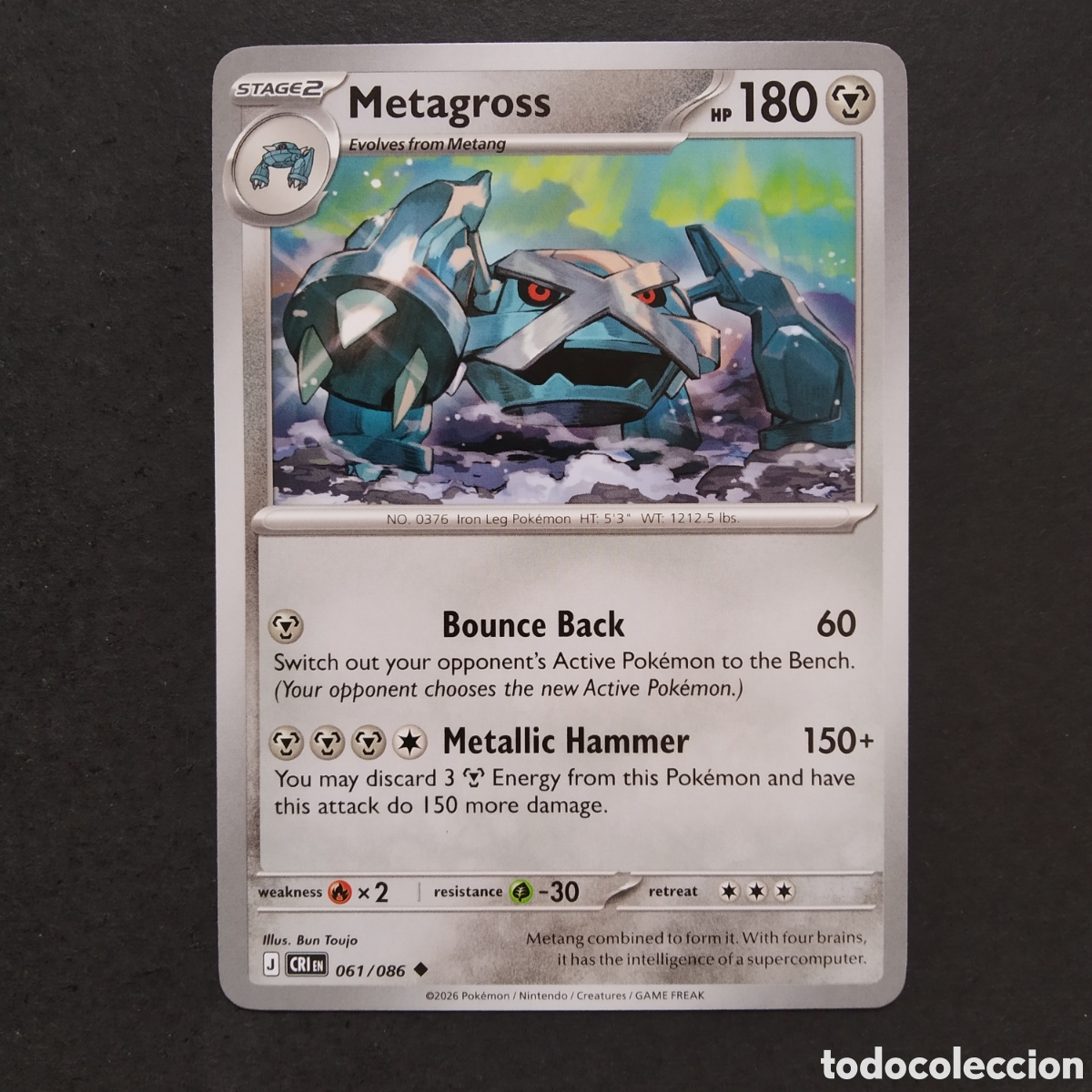 Trading cards: CARTA TCG - N&ordm; 061 - METAGROSS - CHAOS RISING - POK&Eacute;MON - EN INGL&Eacute;S