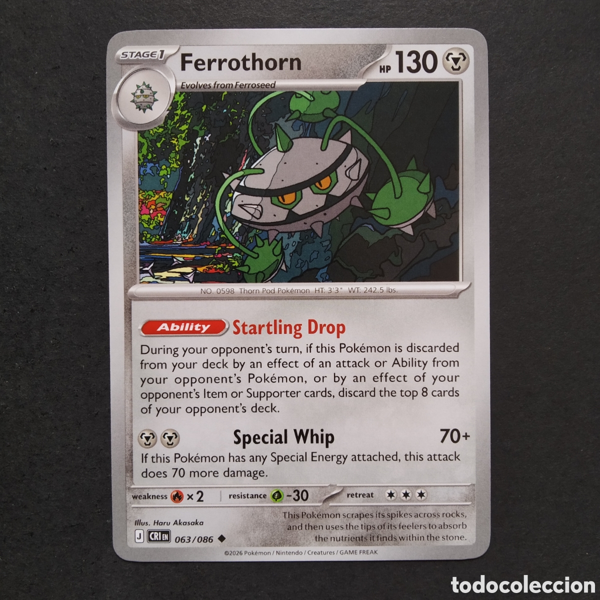 Trading cards: CARTA TCG - N&ordm; 063 - FERROTHORN - CHAOS RISING - POK&Eacute;MON - EN INGL&Eacute;S