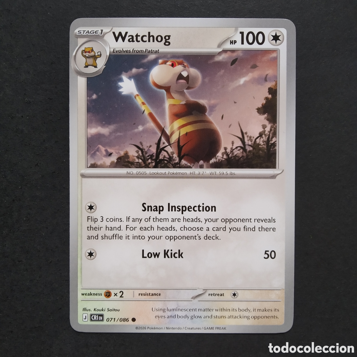 Trading cards: CARTA TCG - N&ordm; 071 - WATCHOG - CHAOS RISING - POK&Eacute;MON - EN INGL&Eacute;S