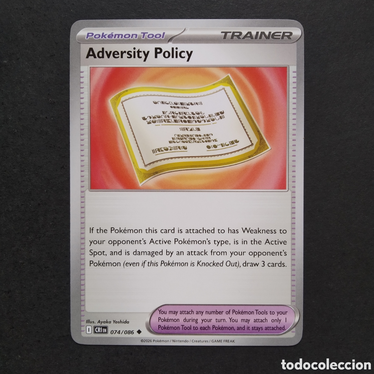Trading cards: CARTA TCG - N&ordm; 074 - ADVERSITY POLICY - CHAOS RISING - POK&Eacute;MON - EN INGL&Eacute;S