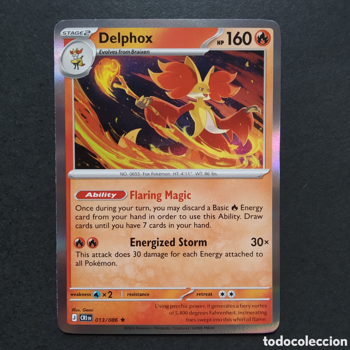 Trading cards: CARTA TCG - N&ordm; 013 - DELPHOX (REVERSE HOLO) - CHAOS RISING - POK&Eacute;MON - EN INGL&Eacute;S