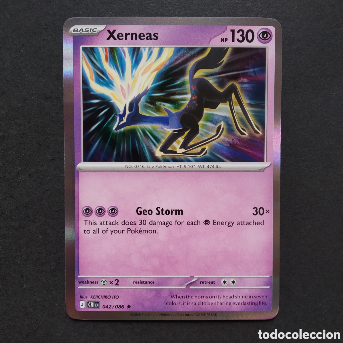 Trading cards: CARTA TCG - N&ordm; 042 - XERNEAS (REVERSE HOLO) - CHAOS RISING - POK&Eacute;MON - EN INGL&Eacute;S