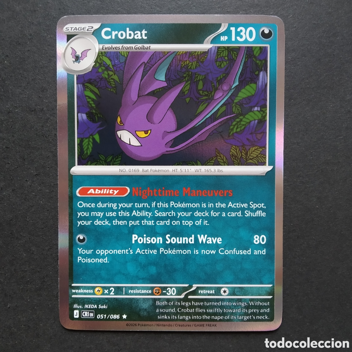 Trading cards: CARTA TCG - N&ordm; 051 - CROBAT (REVERSE HOLO) - CHAOS RISING - POK&Eacute;MON - EN INGL&Eacute;S