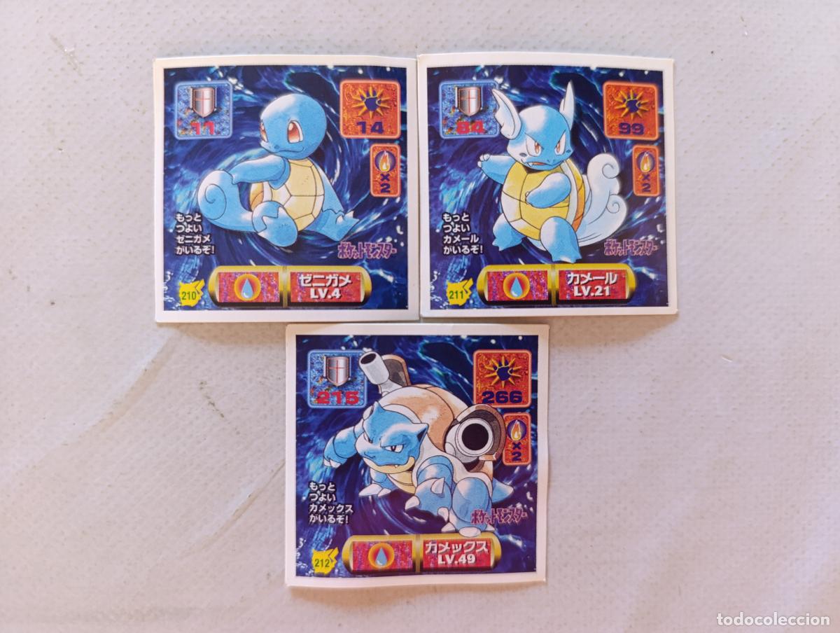 Trading cards: LOTE POKEMON STICKER AMADA - N&ordm; 210, 211 Y 212 SQUIRTLE, WARTORTLE Y BLASTOISE - SEAL 1997 (Q7Cw)