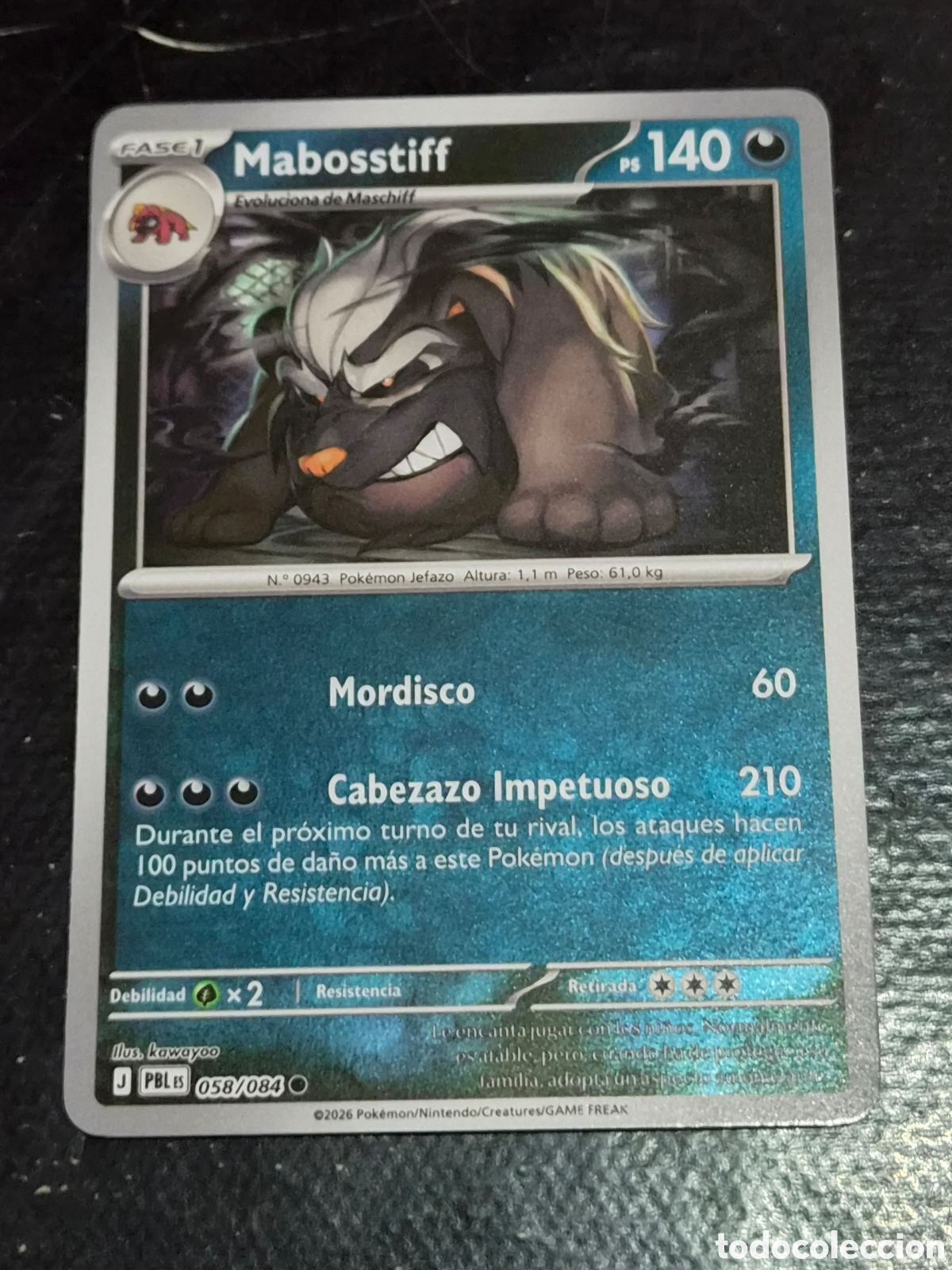 Trading cards: 58 - MABOSSTIFF , ( REVERSE ) POKEMON OSCURIDAD ABSOLUTA