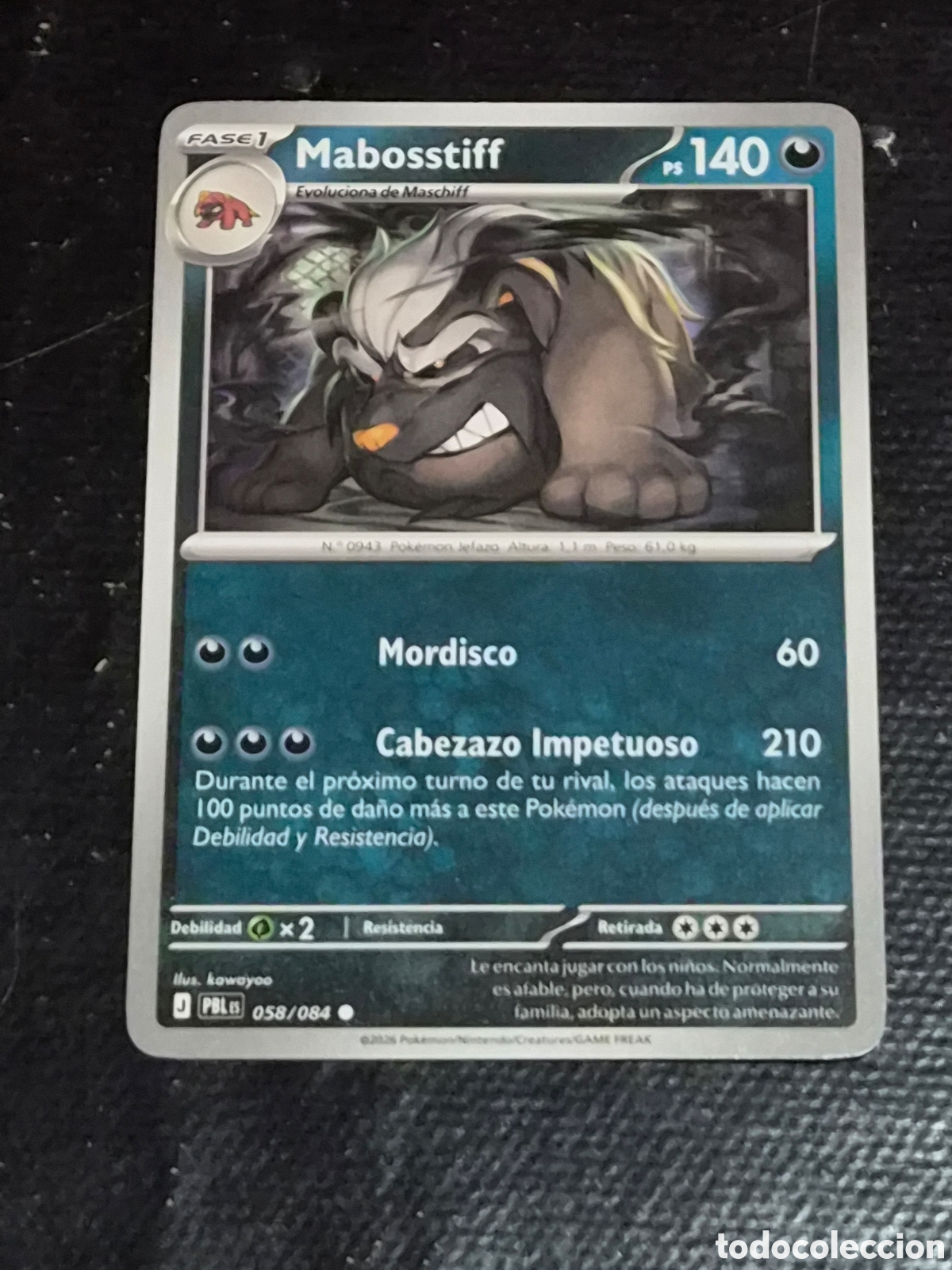 Trading cards: 58 - MABOSSTIFF , POKEMON OSCURIDAD ABSOLUTA