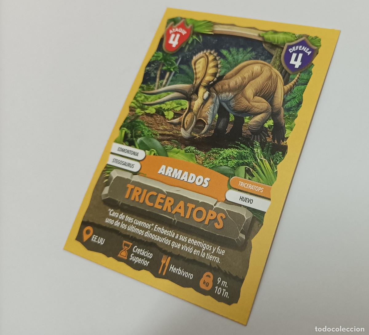 Trading cards: carta dinosarus lu dino cards promocional galletas promocion war game dinowar triceratops