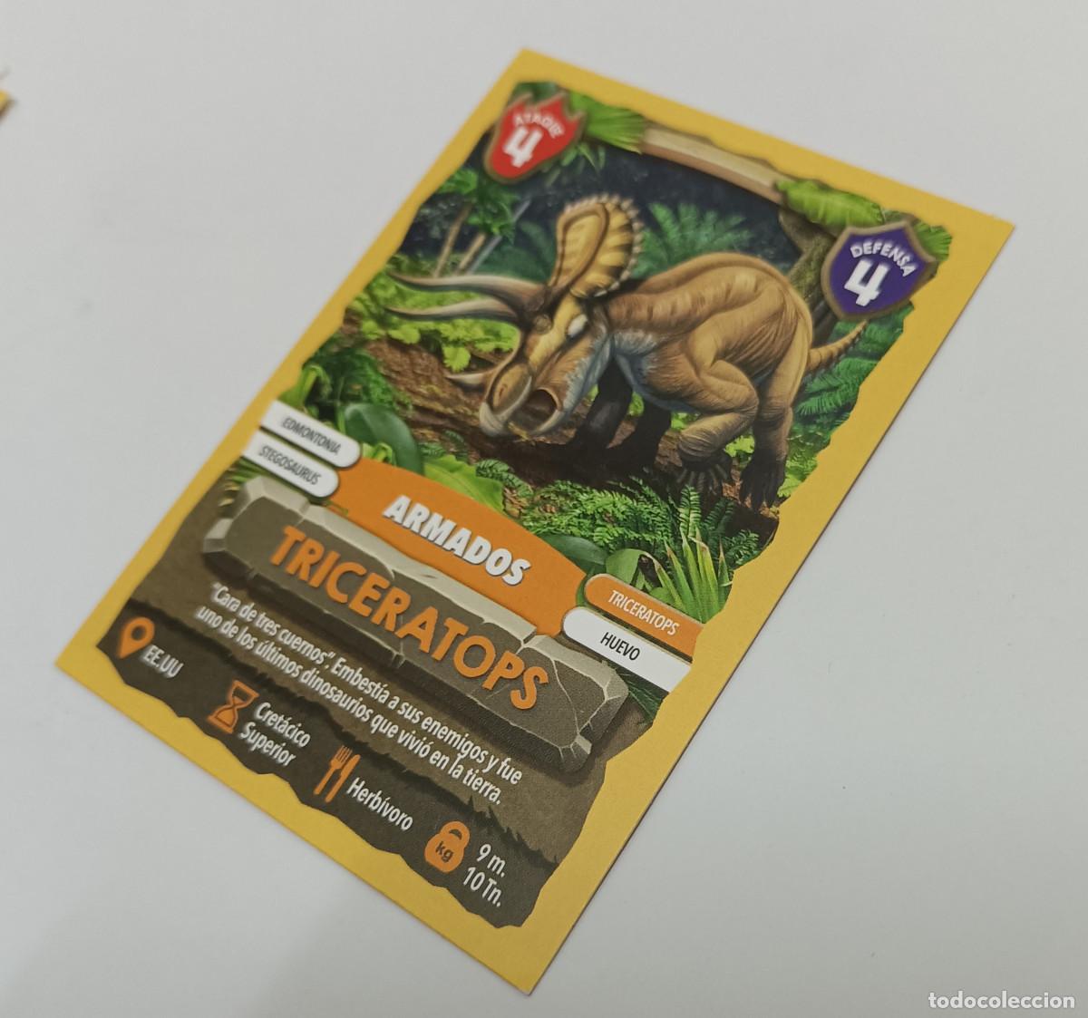 Trading cards: carta dinosarus lu dino cards promocional galletas promocion war game dinowar triceratops