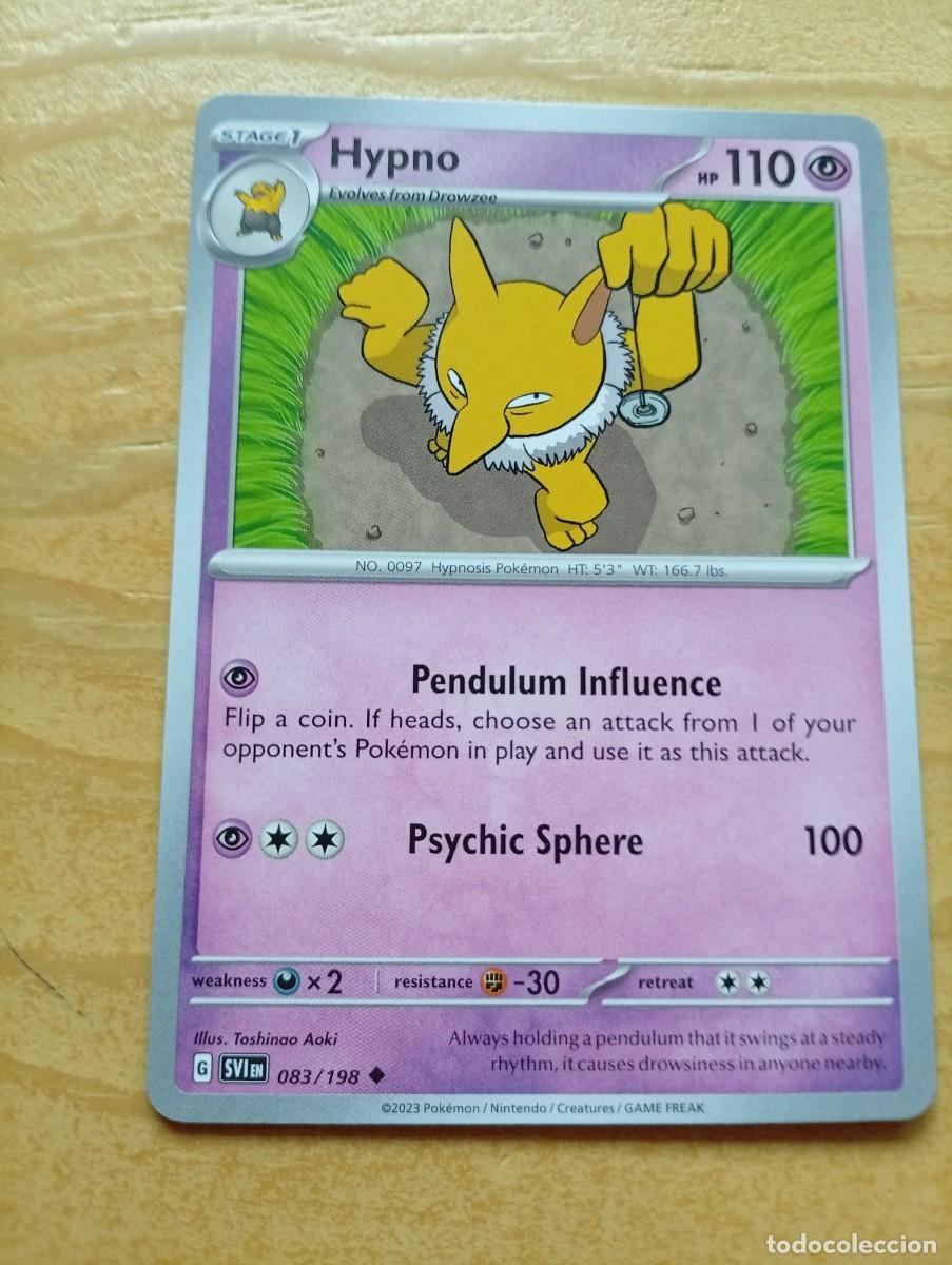 Trading cards: Carta Pok&eacute;mon de Hypno, edici&oacute;n en ingl&eacute;s. - N&uacute;mero de carta: 83/198. - A&ntilde;o de publicaci&oacute;n: 2023. -
