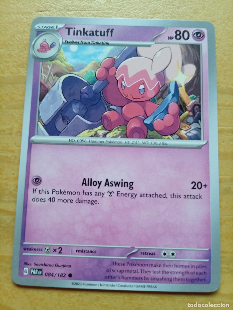 Trading cards: Carta de Pok&eacute;mon de Tinkatuff, n&uacute;mero 084/182. - Idioma: Ingl&eacute;s. - A&ntilde;o de publicaci&oacute;n: 2023. - Ilus