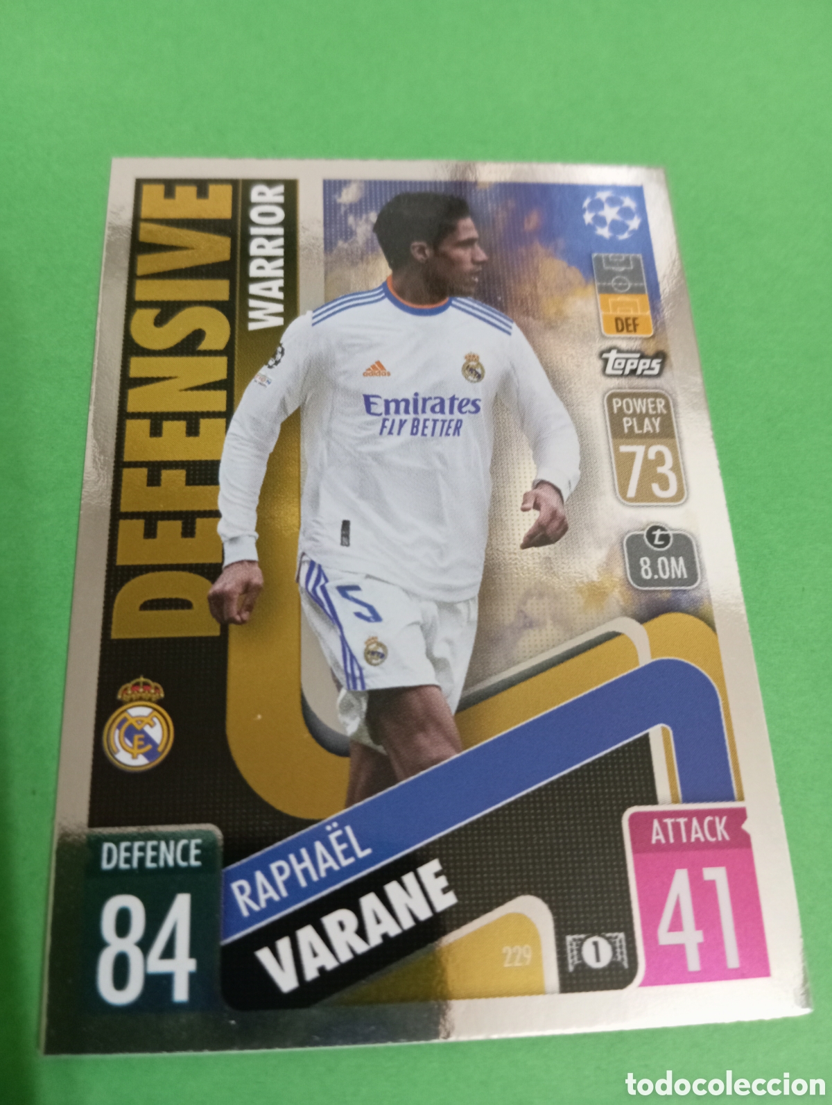 Trading cards: Varane Real Madrid DEFENSIVE WARRIOR n&deg;229 / TOPPS MATCH ATTAX 2021/2022