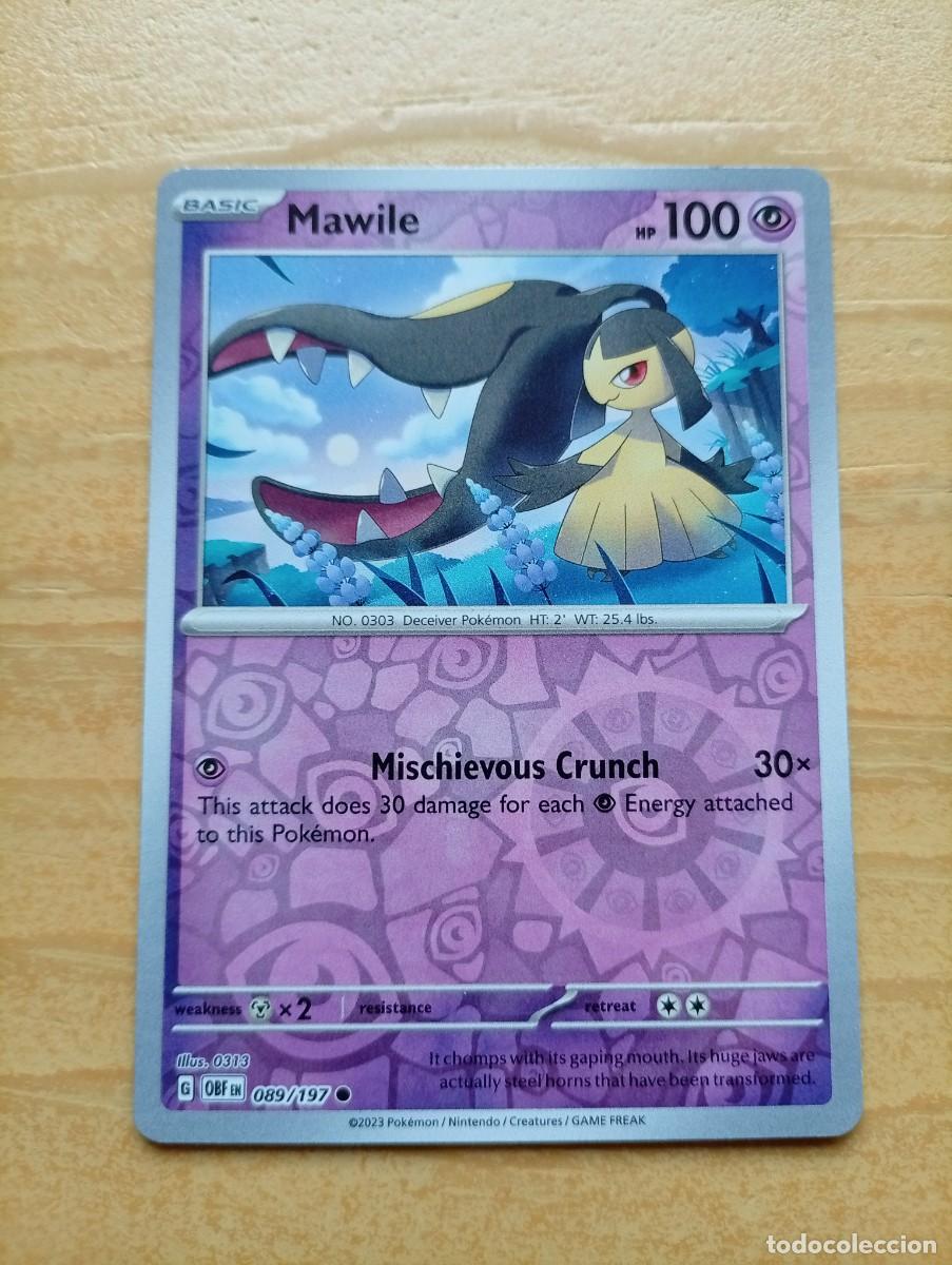 Trading cards: Carta Pok&eacute;mon Mawile 89/197 Holo Inverso Ingl&eacute;s 2023 - Tipo: B&aacute;sica. - HP: 100. - Ataque: Mischievou