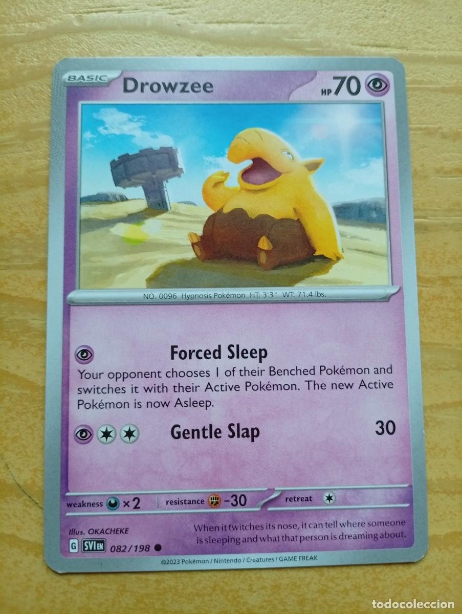 Trading cards: Carta Pok&eacute;mon de Drowzee, edici&oacute;n en ingl&eacute;s. - N&uacute;mero de carta: 82/198. - A&ntilde;o de publicaci&oacute;n: 2023.