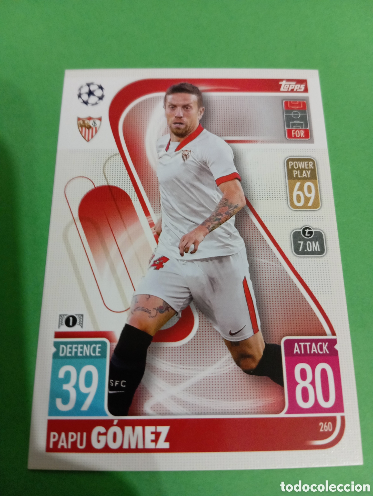 Trading cards: Papu G&oacute;mez Sevilla n&deg;260 / TOPPS MATCH ATTAX 2021/2022
