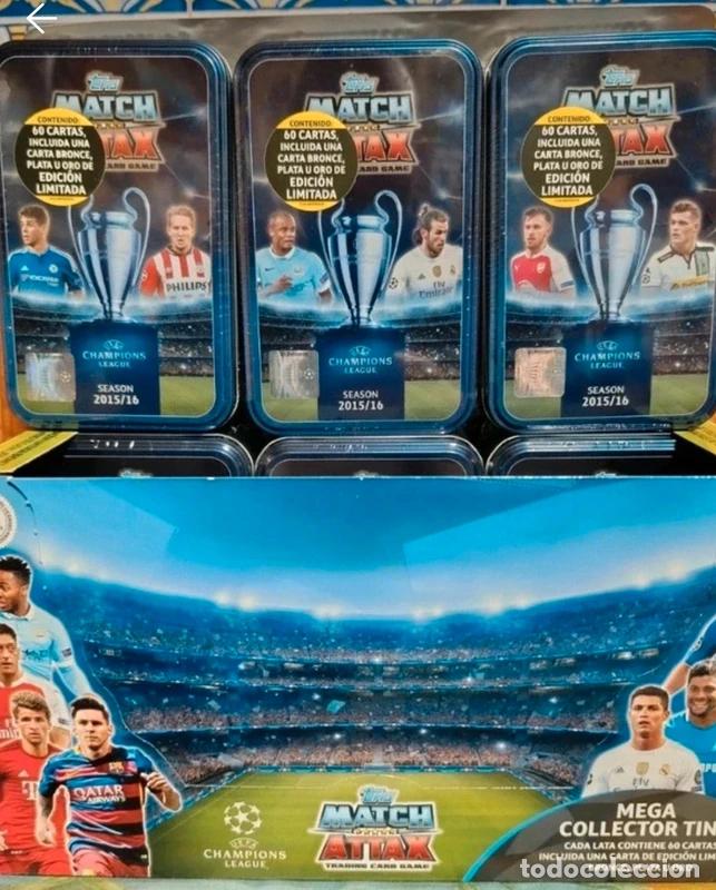 Trading cards: 6 Mega Tin Match Attax Champions League 2015/16 Edicion Espa&ntilde;ola