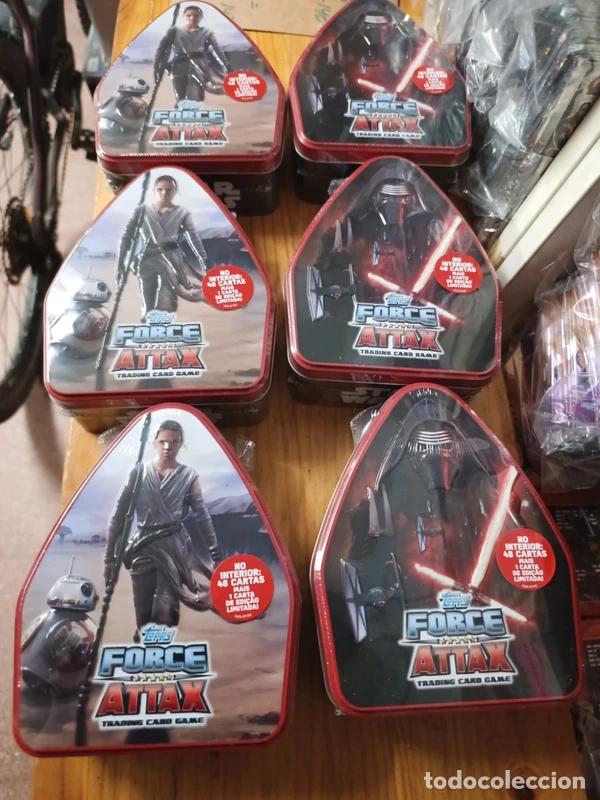 Trading cards: 6 Mega tin Star Wars Force Attax con 49 cards c/u ed Portugal