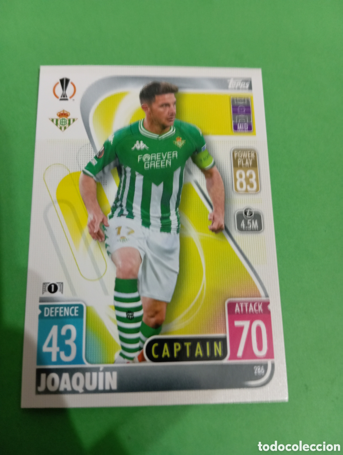 Trading cards: Joaqu&iacute;n Betis n&deg;286 / TOPPS MATCH ATTAX 2021/2022