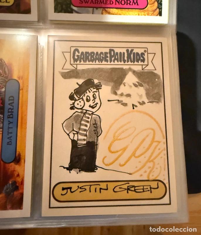 Trading cards: GARBAGE PAIL KIDS ANS4 SKETCH CARD JUSTIN GREEN - LA PANDILLA BASURA