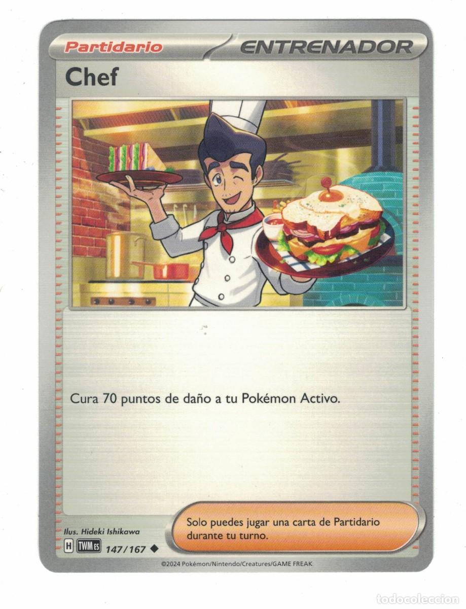 Trading cards: Carta Pok&eacute;mon Chef TWM 147/167 2024 &ndash; Entrenador Partidario Ilustraci&oacute;n Hideki Ishikawa