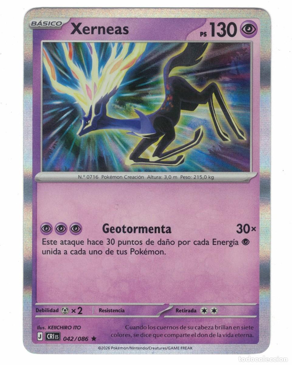 Trading cards: Carta Pok&eacute;mon Xerneas CRiS 042/086 2026 &ndash; B&aacute;sica Ps&iacute;quico Ilustraci&oacute;n Keiichiro Ito
