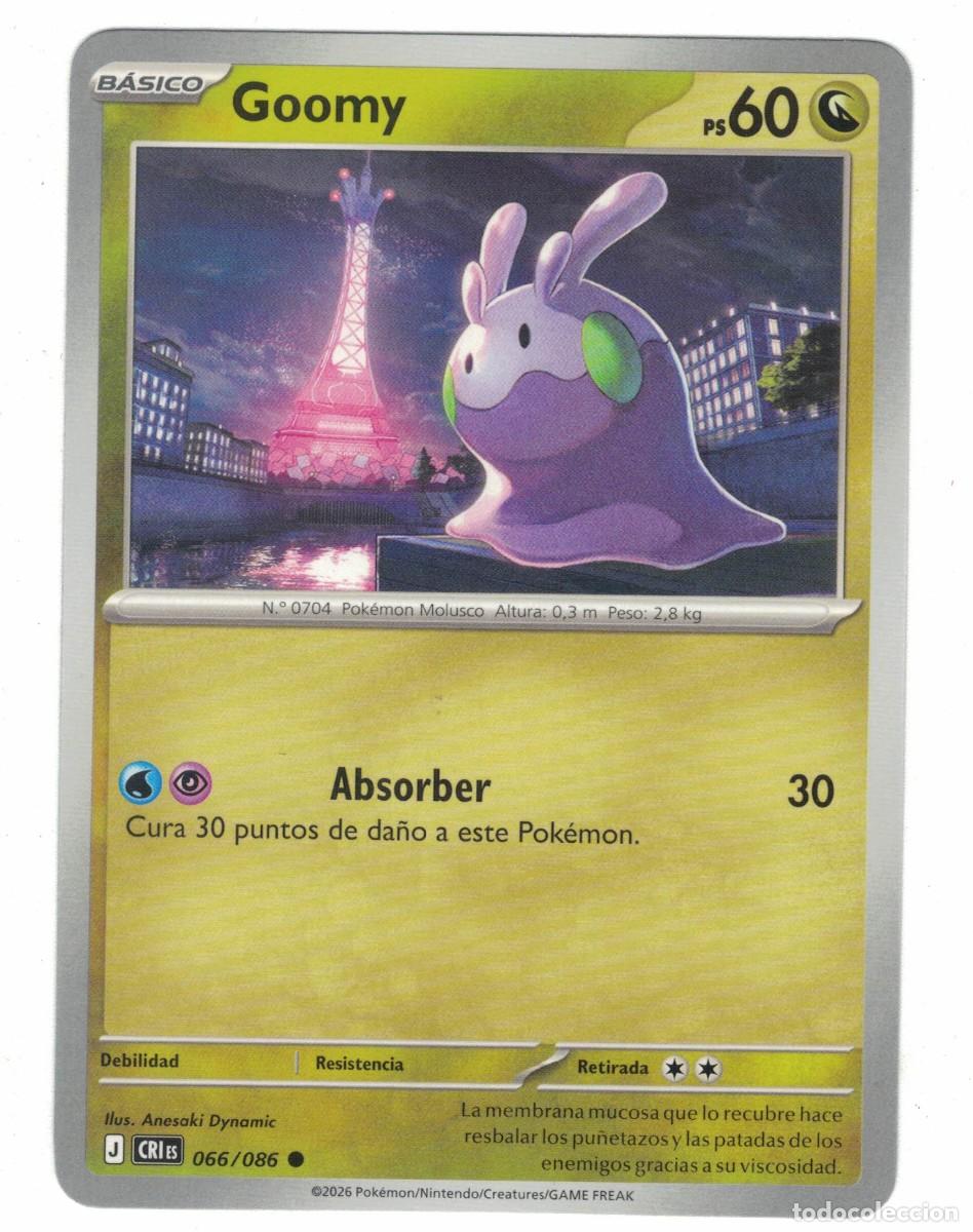 Trading cards: Carta Pok&eacute;mon Goomy CRiS 066/086 2026 &ndash; B&aacute;sica Drag&oacute;n Ilustraci&oacute;n Anesaki Dynamic