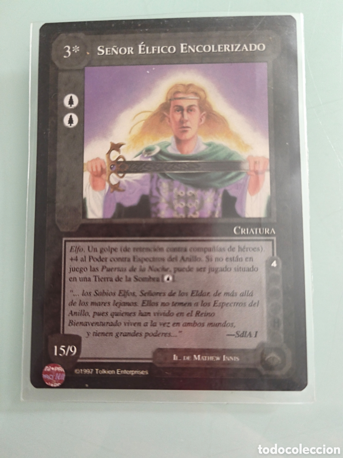 Trading cards: Carta SATM JCC El Se&ntilde;or de los Anillos - Se&ntilde;or &Eacute;lfico Encolerizado - El Ojo Sin P&aacute;rpado (1997) ICE -