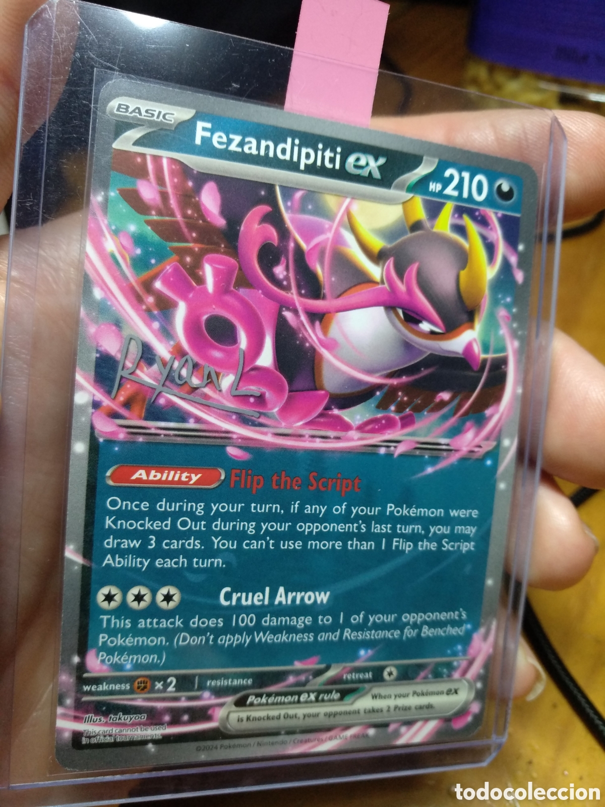 Trading cards: Carta Pokemon Fezandipiti EX World Championship 2025 Ingles (Firma Ryan L.)