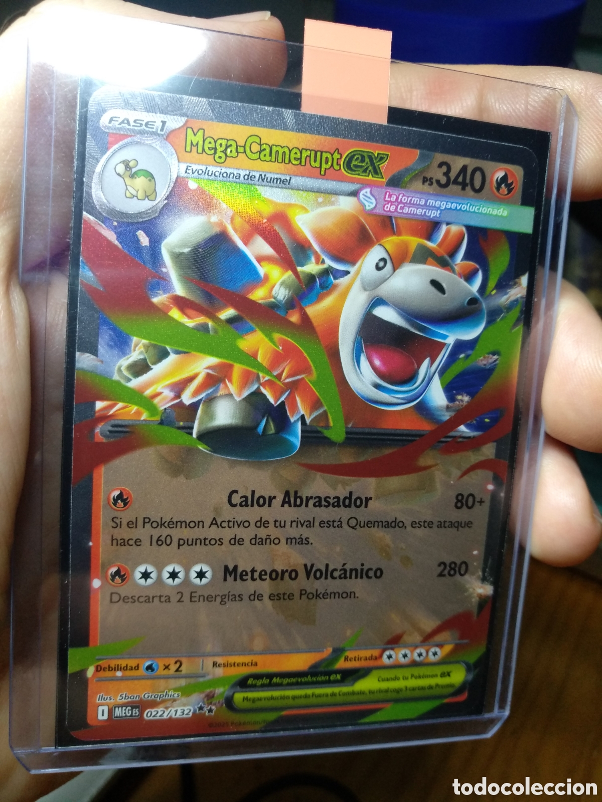 Trading cards: Carta Pokemon 2025 Megaevolucion Mega-Camerupt EX (I MEG es 022/132) Doble Rara Holo Foil Espa&ntilde;ol
